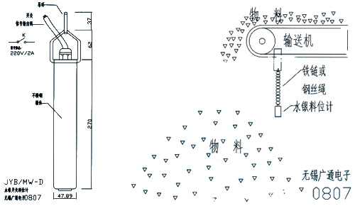 JYB/MW-D水銀開關(guān)式料位計安裝與接線圖